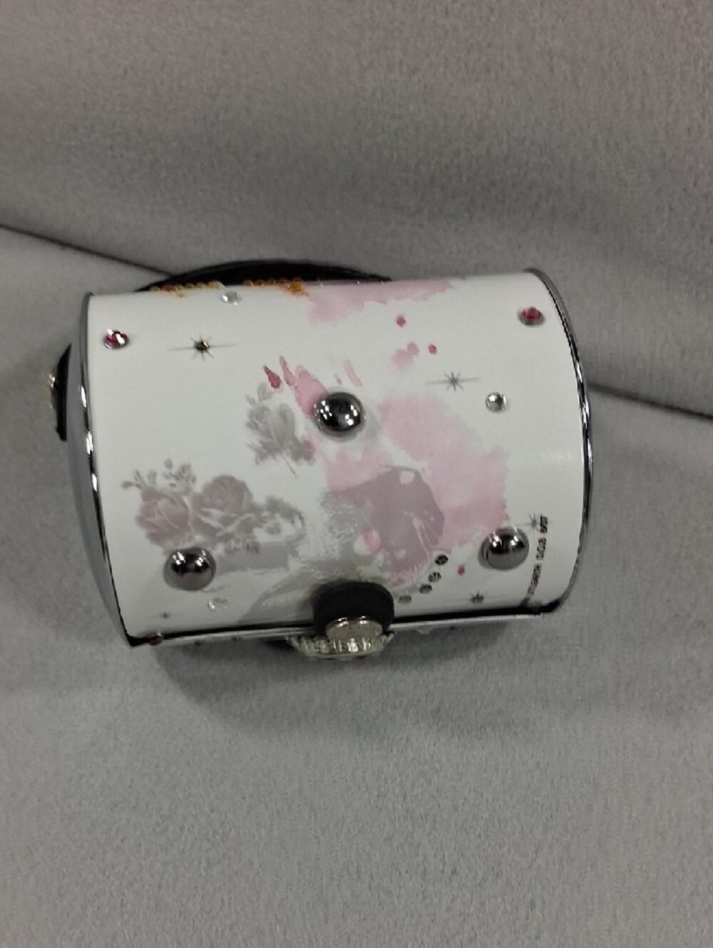 Little Earth White Graphic Dome Handbag with Black Handle - Picture 7 of 11